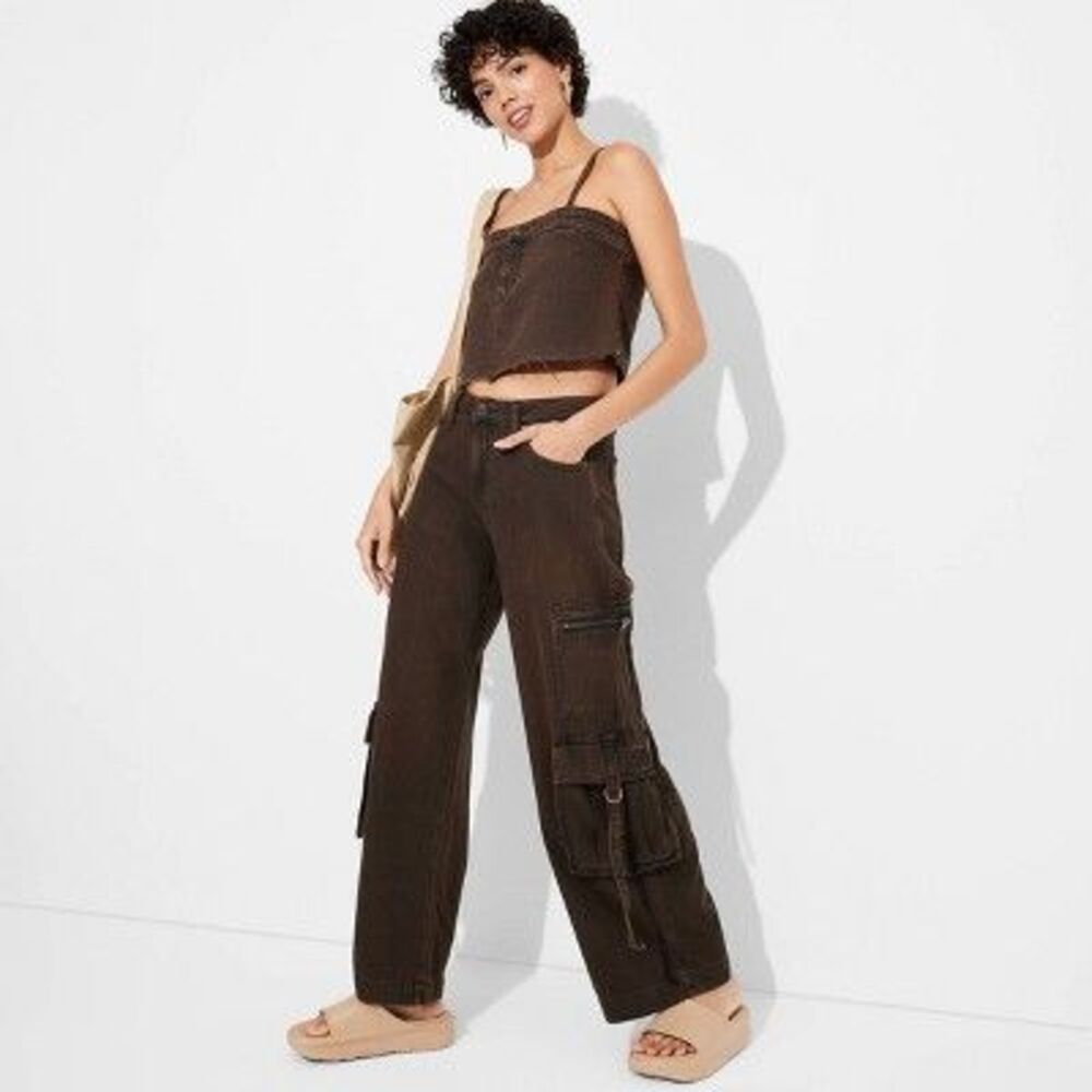 wild fable Brown Wide-Leg Cargo Pants